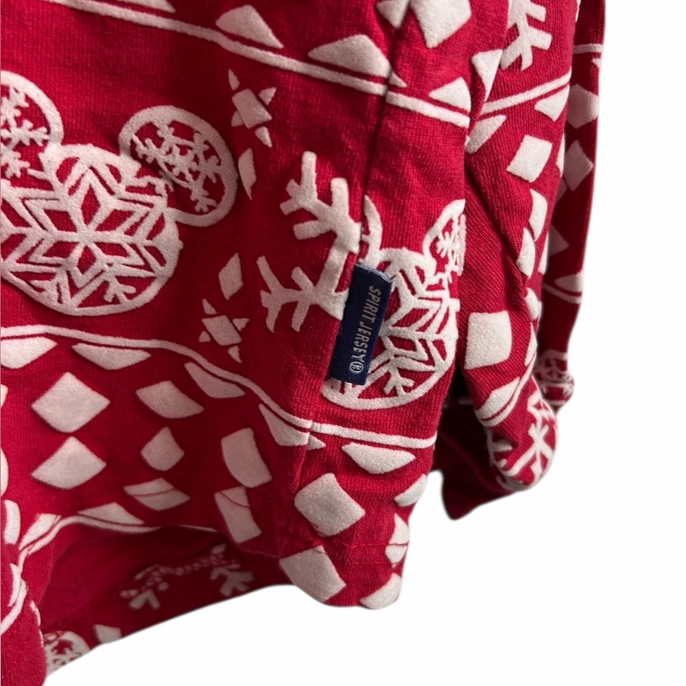 Disney Red Snowflake Mickey Mouse Merry & Bright Spirit Jersey Holiday Unisex XL - Picture 7 of 11
